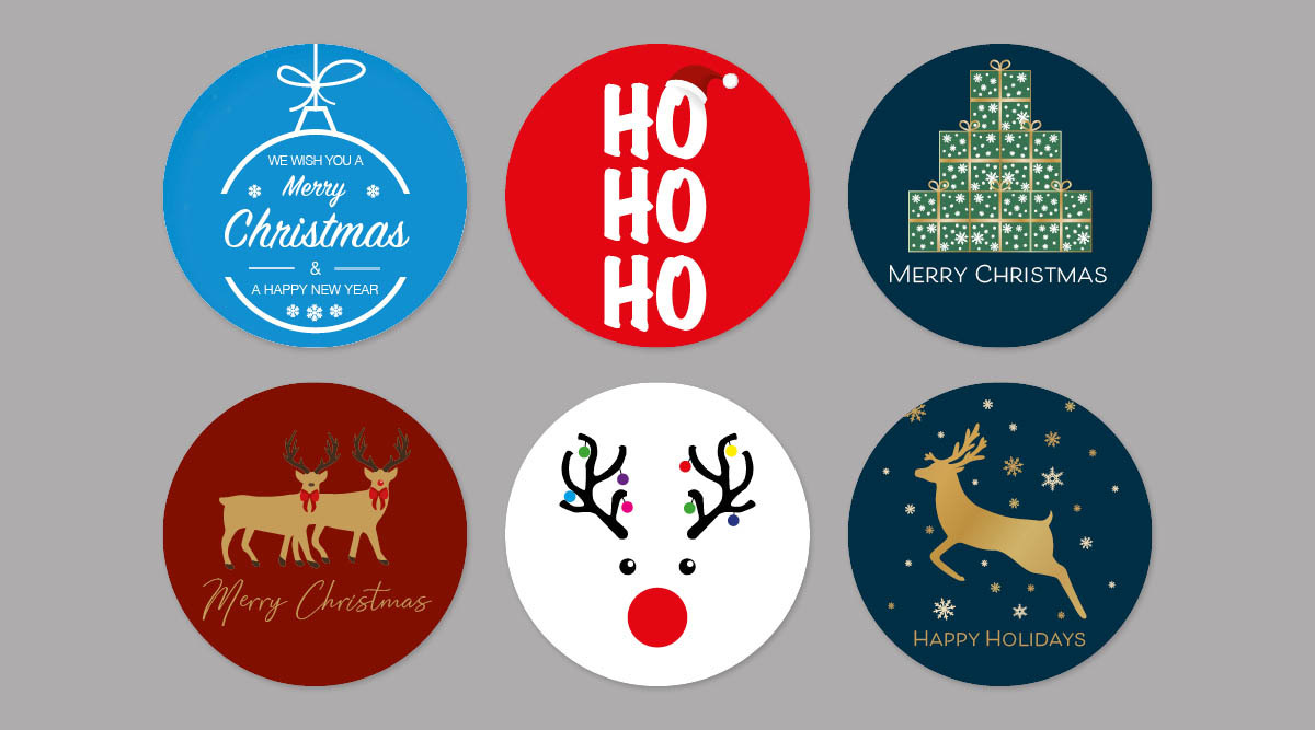 Round Christmas Stickers - Modern