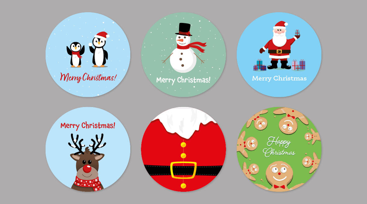 Circle Christmas Stickers for Kids