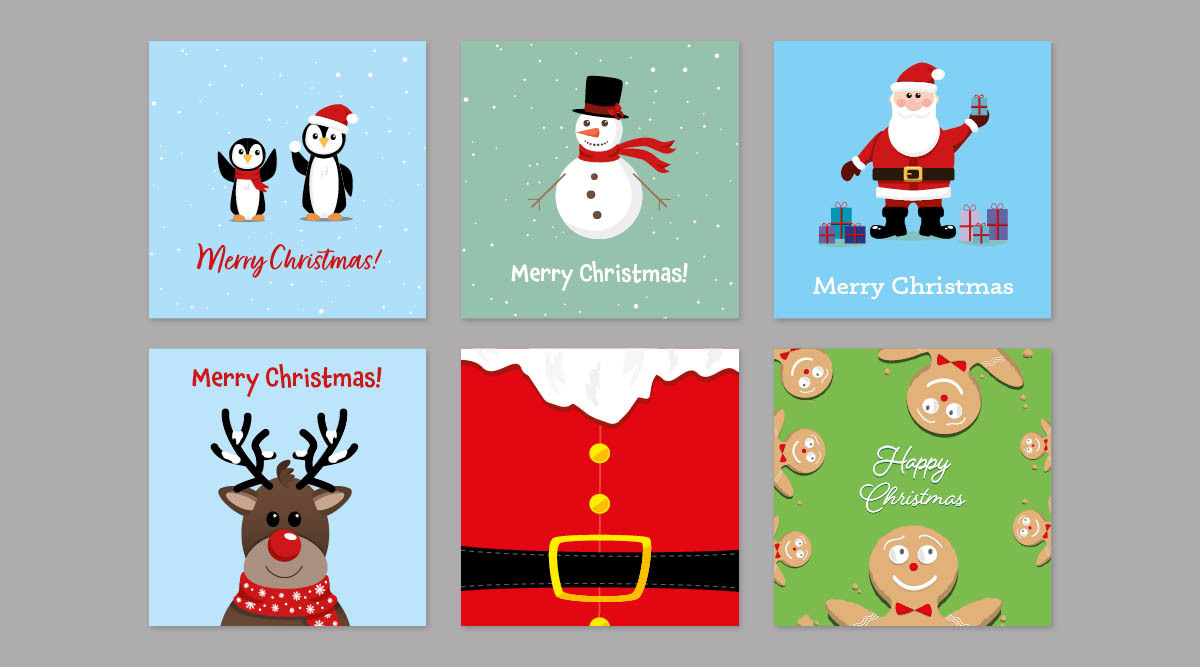 Square Christmas Stickers - For Kids