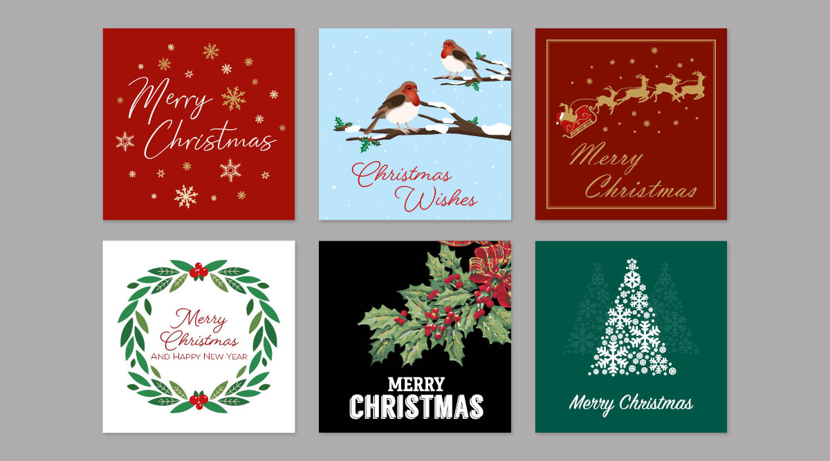 Square Christmas Stickers - Traditional