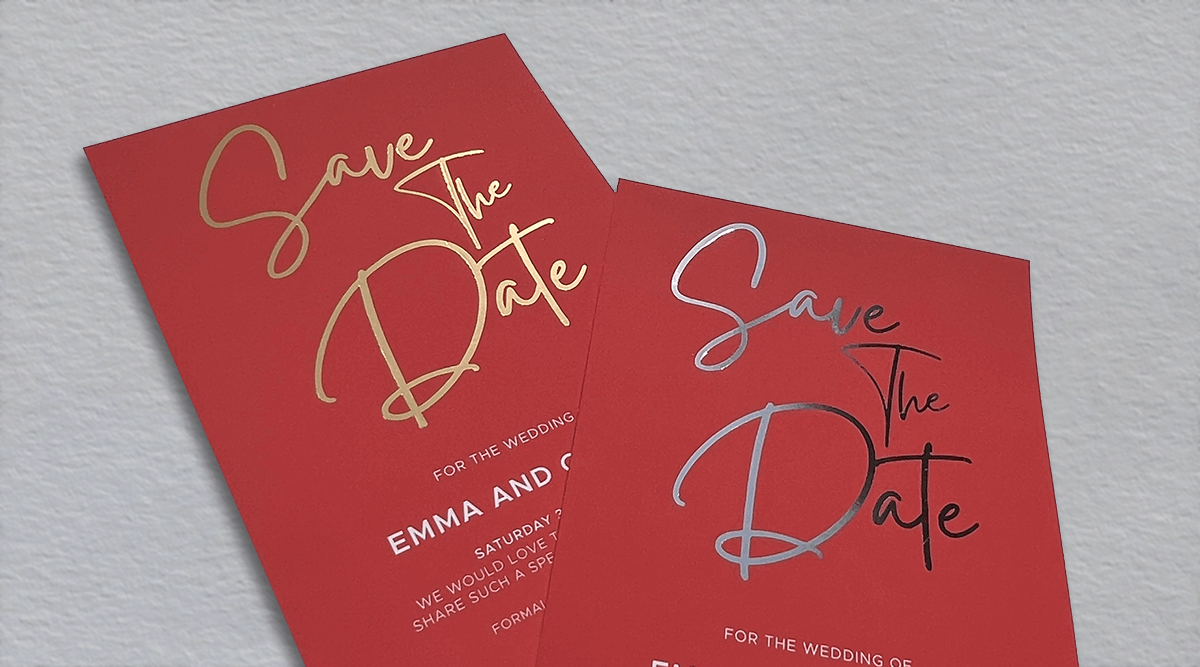 Foiled Save the Date Cards Flat